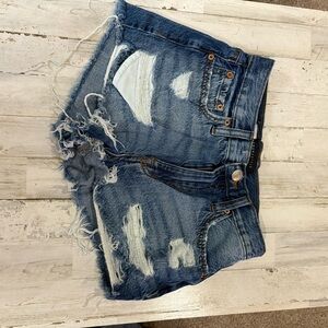 Aeropostale Blue Jean Shorts Distressed Frayed Hem